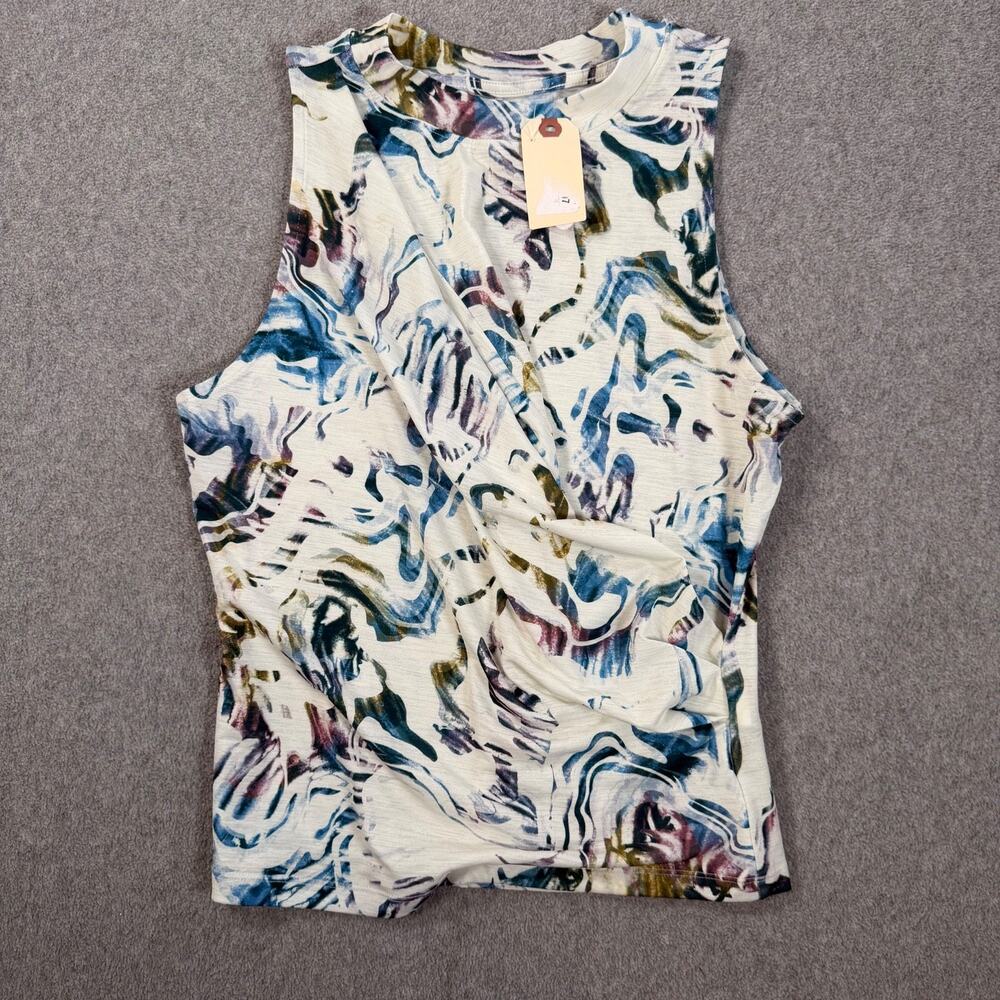 Calia Wrap Front Tissue Tank Women's X-Small in Moss Print Multi Color Active